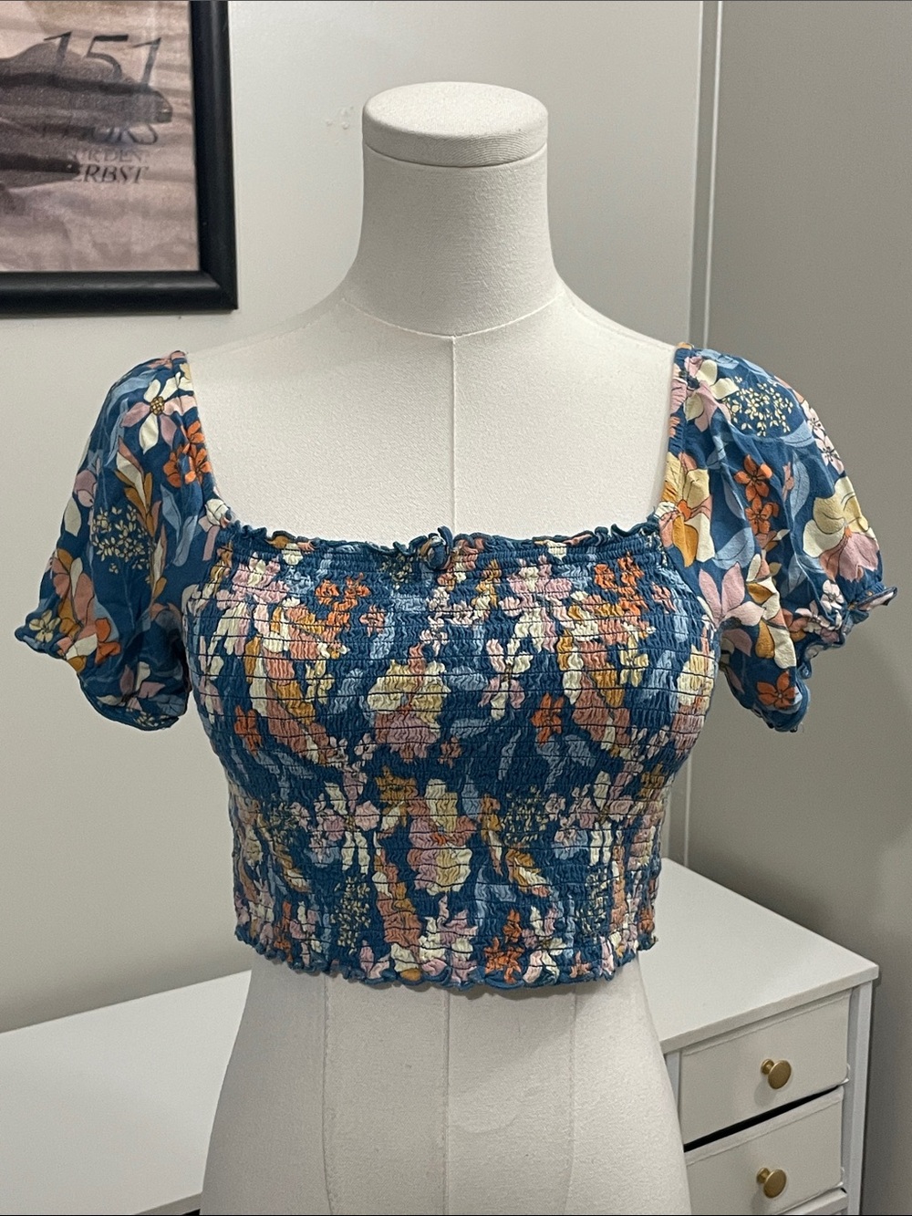 Aerie Floral Smocked Crop Top (S/P)